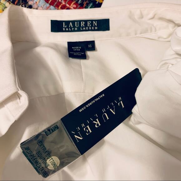 NWT RALPH LAUREN BUTTONUP RUFFLE SLEEVE BLOUSE xs - Picture 5 of 5